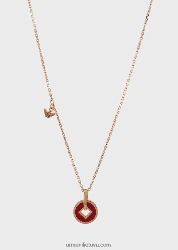 moterys auksas Armani rožinio aukso atspalvio sterlingo sidabro pakabukas karoliai 02482X790