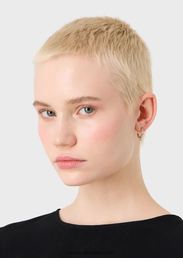 moterys daugiaspalvis Armani dviejų spalvų nerūdijančio plieno auskarai 02482X835