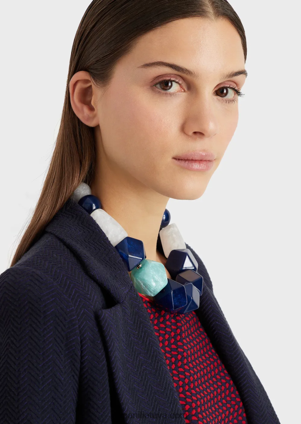 moterys daugiaspalvis Armani kaklo karoliai su dervos akmenimis ir rutuliukais 02482X816