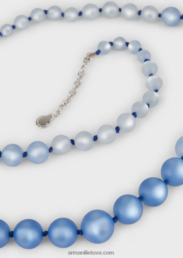 moterys mėlyna Armani ilgas vėrinys su perlų efekto sferomis 02482X858