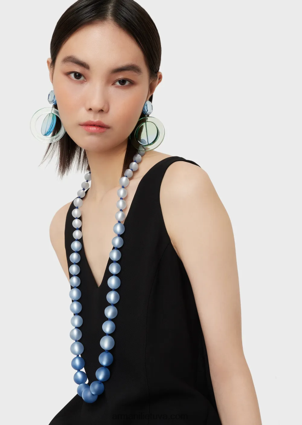 moterys mėlyna Armani ilgas vėrinys su perlų efekto sferomis 02482X858