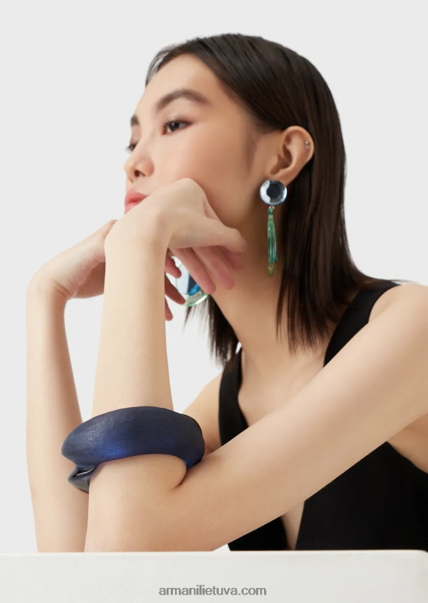 moterys mėlyna Armani mišri blizgios ir matinės dervos apyrankė 02482X807