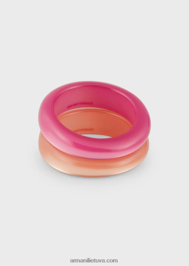 moterys rožinis Armani 2 dviejų spalvų organinio stiklo apyrankių rinkinys 02482X856