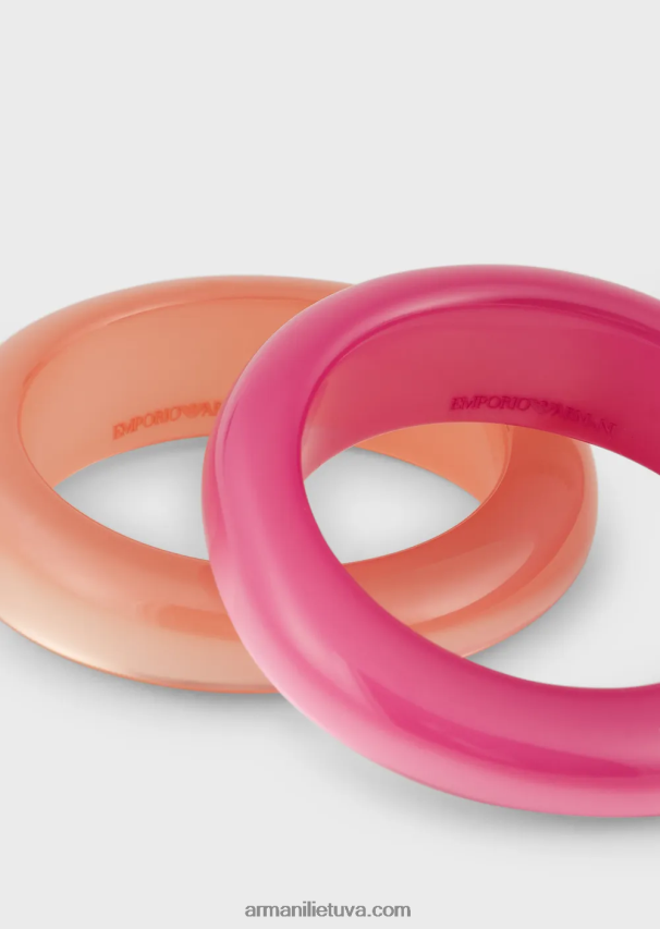 moterys rožinis Armani 2 dviejų spalvų organinio stiklo apyrankių rinkinys 02482X856