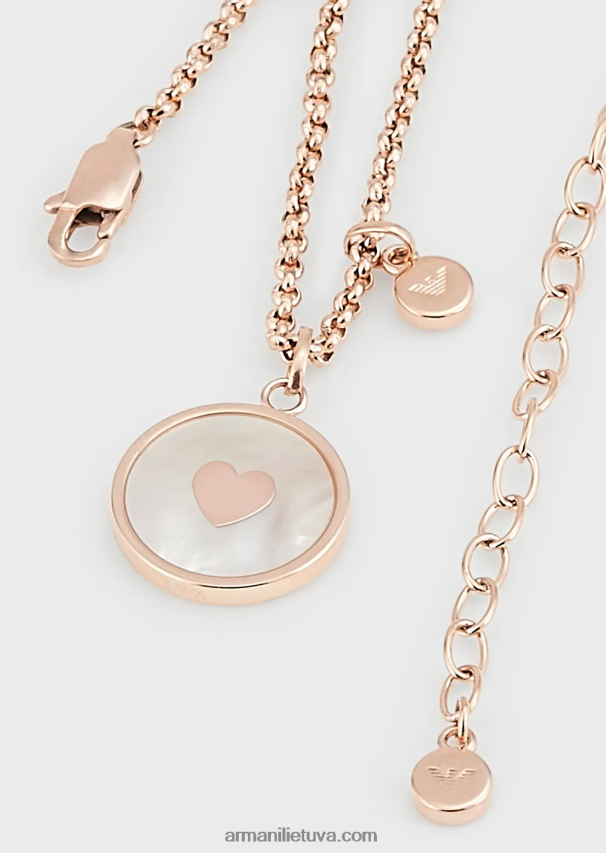 moterys rozinis auksas Armani baltas perlamutro kaklo papuošalas 02482X803