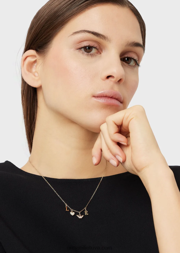 moterys rozinis auksas Armani baltos spalvos perlamutro komponentų karoliai 02482X786