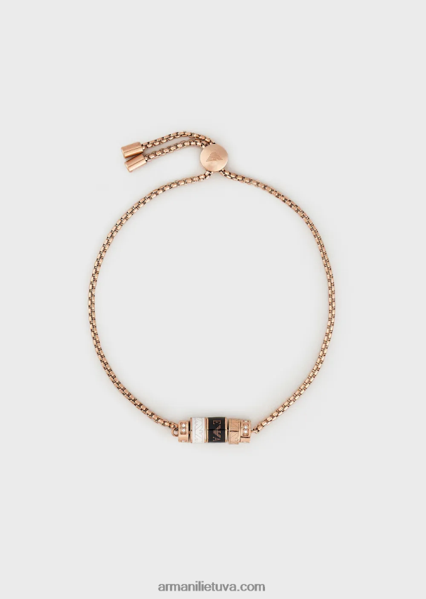 moterys rozinis auksas Armani juodo lako komponentų apyrankė 02482X845