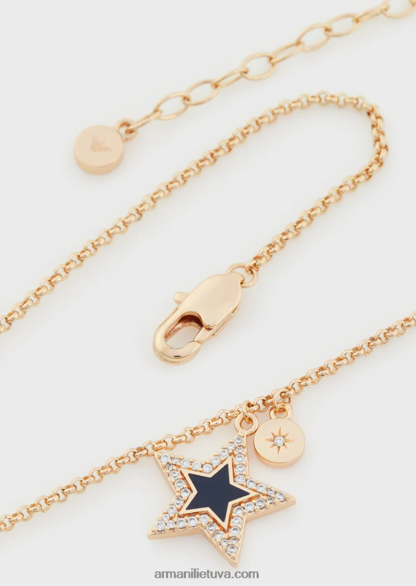 moterys rozinis auksas Armani mėlynas lakuotas kaklo papuošalas 02482X847