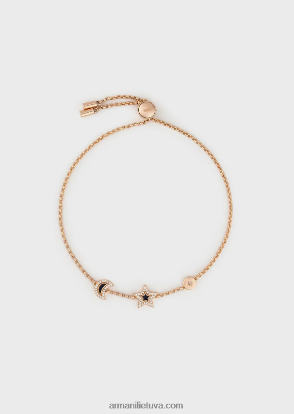 moterys rozinis auksas Armani mėlynos spalvos lako komponentų apyrankė 02482X848