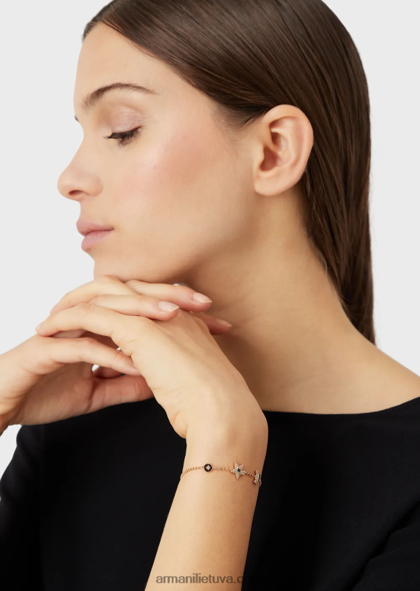 moterys rozinis auksas Armani mėlynos spalvos lako komponentų apyrankė 02482X848