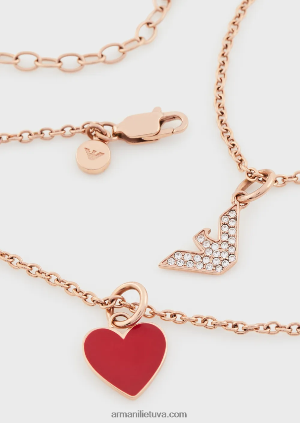 moterys rozinis auksas Armani raudono lako pakabukų karolių ir pakabukų rinkinys 02482X800