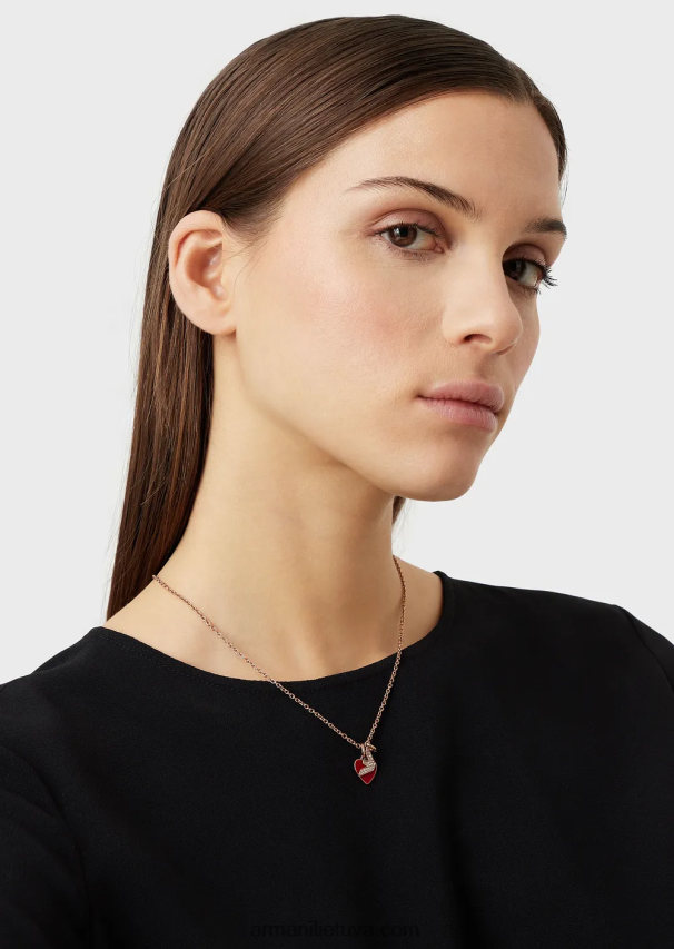 moterys rozinis auksas Armani raudono lako pakabukų karolių ir pakabukų rinkinys 02482X800