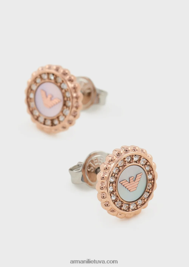 moterys rozinis auksas Armani rožinio aukso atspalvio nerūdijančio plieno auskarai su smeigtukais 02482X818