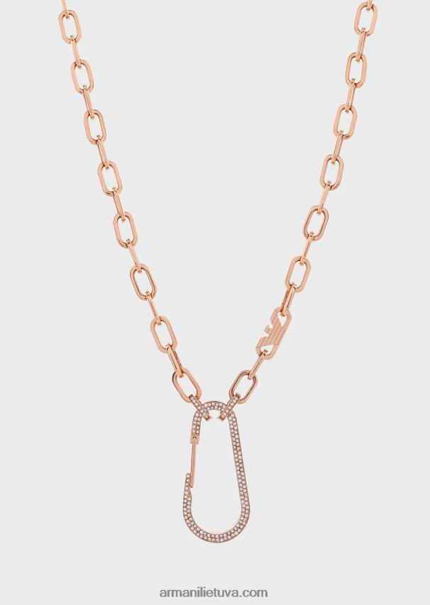 moterys rozinis auksas Armani rožinio aukso atspalvio nerūdijančio plieno grandinėlės karoliai 02482X797