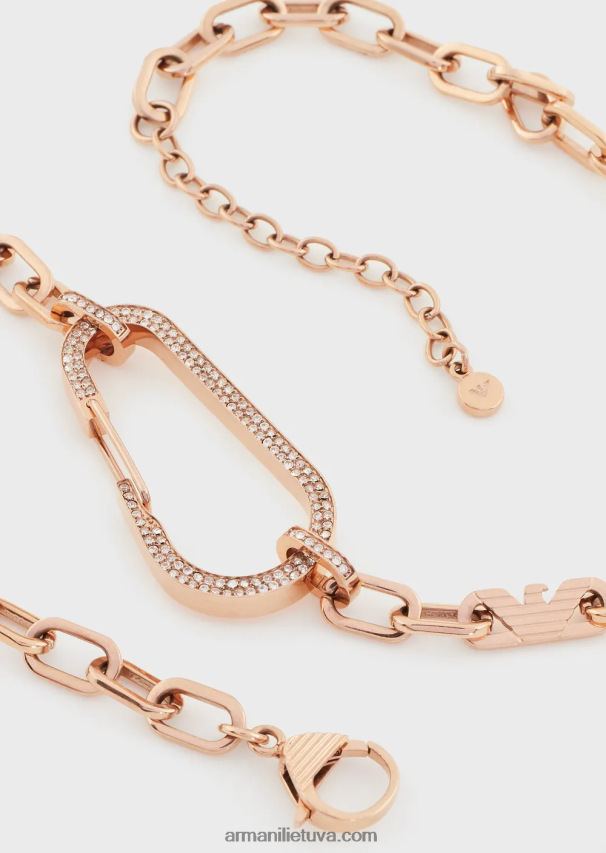 moterys rozinis auksas Armani rožinio aukso atspalvio nerūdijančio plieno grandinėlės karoliai 02482X797
