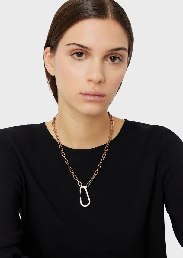 moterys rozinis auksas Armani rožinio aukso atspalvio nerūdijančio plieno grandinėlės karoliai 02482X797