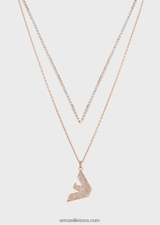 moterys rozinis auksas Armani rožinio aukso atspalvio nerūdijančio plieno pakabukas karoliai 02482X798
