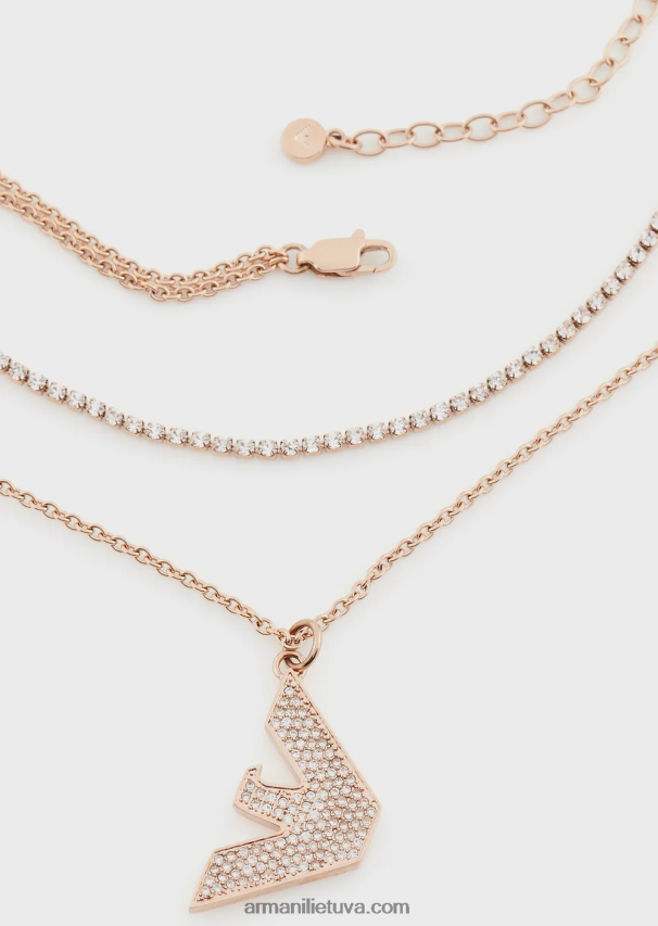 moterys rozinis auksas Armani rožinio aukso atspalvio nerūdijančio plieno pakabukas karoliai 02482X798