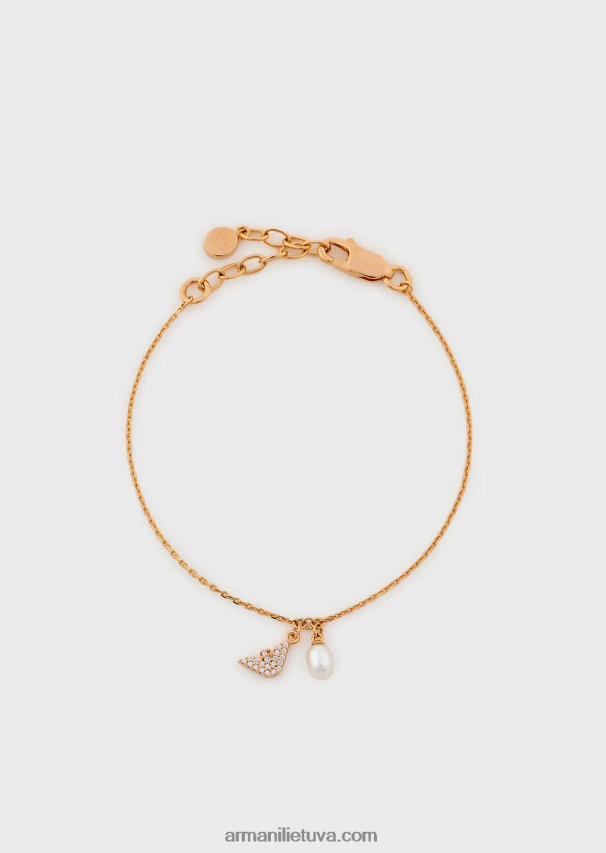 moterys rozinis auksas Armani rožinio aukso atspalvio sterlingo sidabro grandinėlės apyrankė 02482X817