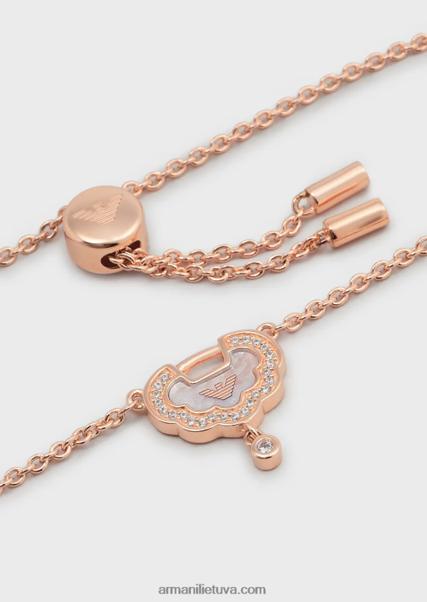 moterys rozinis auksas Armani rožinio aukso atspalvio sterlingo sidabro id apyrankė 02482X792