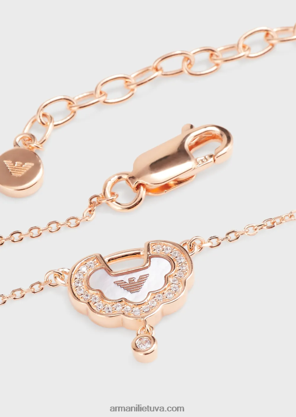 moterys rozinis auksas Armani rožinio aukso atspalvio sterlingo sidabro pakabukas karoliai 02482X791
