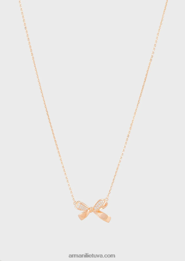 moterys rozinis auksas Armani rožinio aukso atspalvio sterlingo sidabro pakabukas karoliai 02482X802