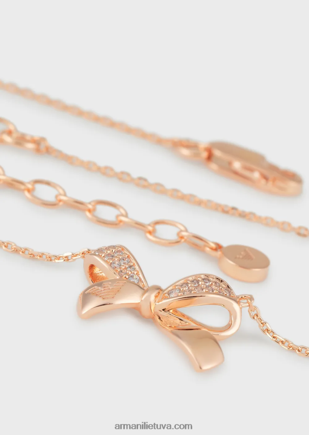 moterys rozinis auksas Armani rožinio aukso atspalvio sterlingo sidabro pakabukas karoliai 02482X802