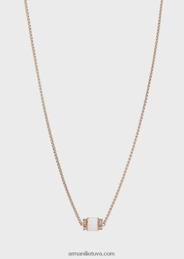 moterys rozinis auksasemporio armani rožinio aukso atspalvio nerūdijančio plieno pakabukas karoliai 02482X851