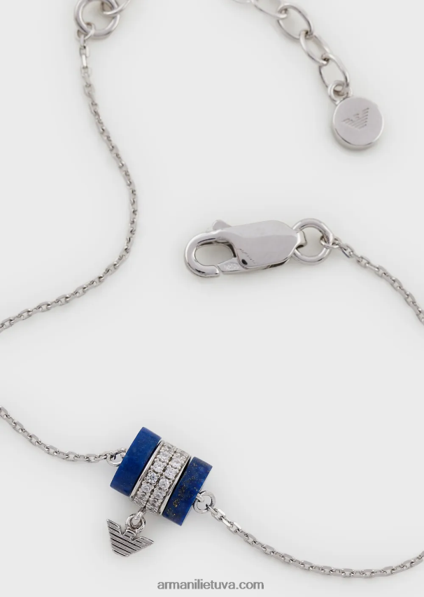 moterys sidabras Armani mėlyna lapis lazuli komponentų apyrankė 02482X823