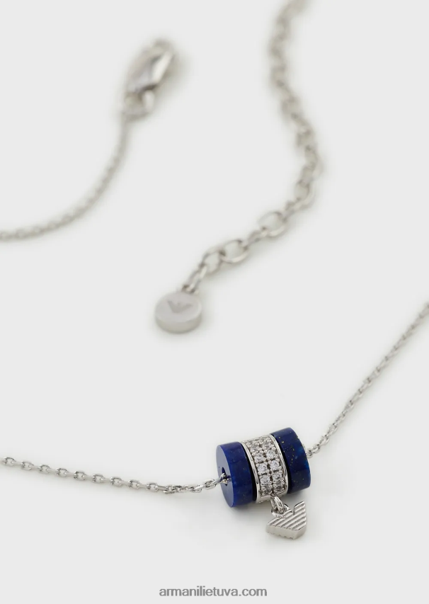 moterys sidabras Armani mėlynos spalvos lapis lazuli komponentų karoliai 02482X824