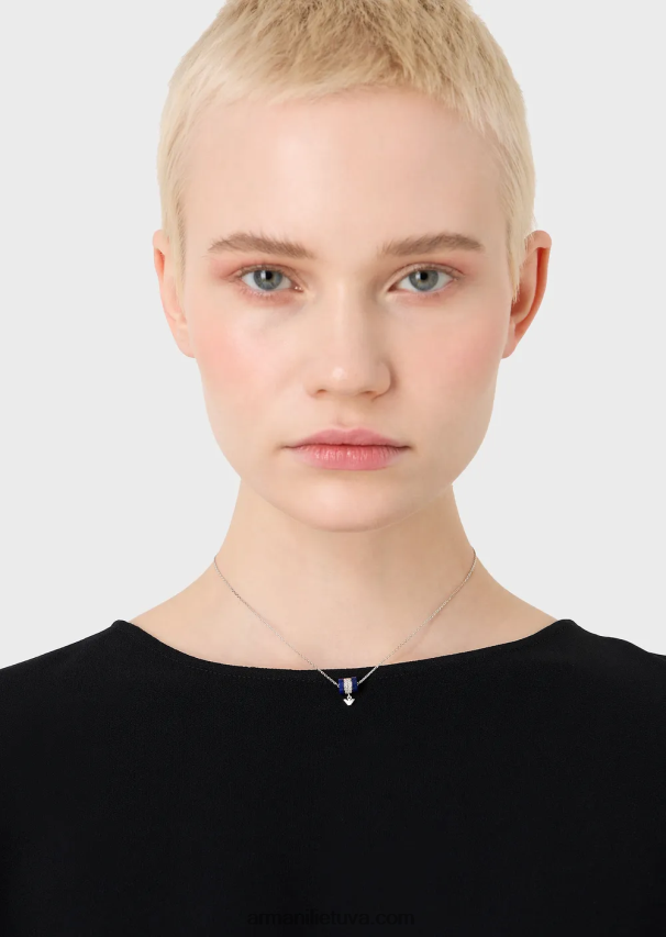 moterys sidabras Armani mėlynos spalvos lapis lazuli komponentų karoliai 02482X824