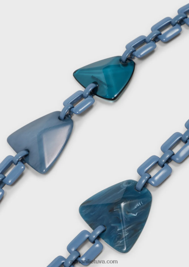 moterys žydros spalvos Armani didelių gabaritų grandinės karoliai su organinio stiklo akmenimis 02482X812