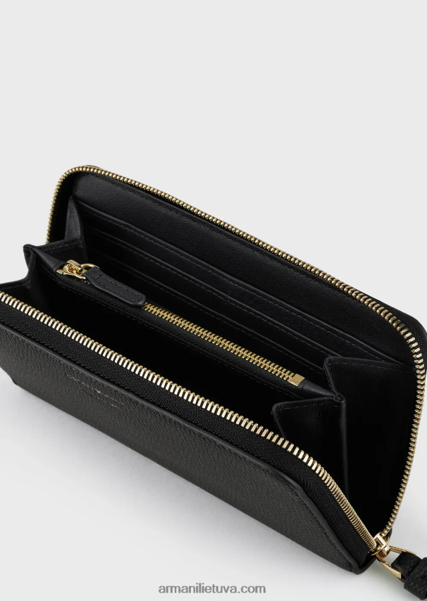 moterys juodas Armani elnio raštų myea piniginė su užtrauktuku 02482X900