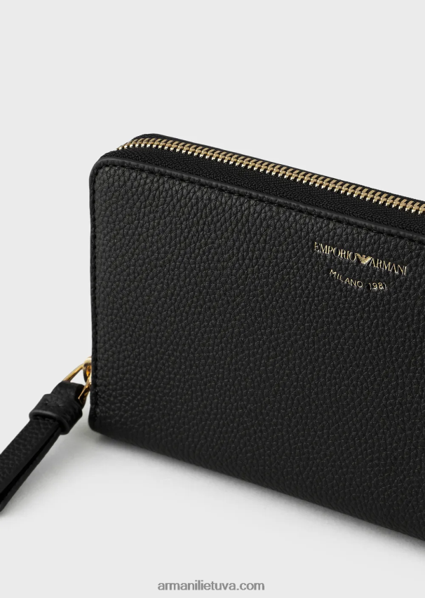 moterys juodas Armani elnio raštų myea piniginė su užtrauktuku 02482X900