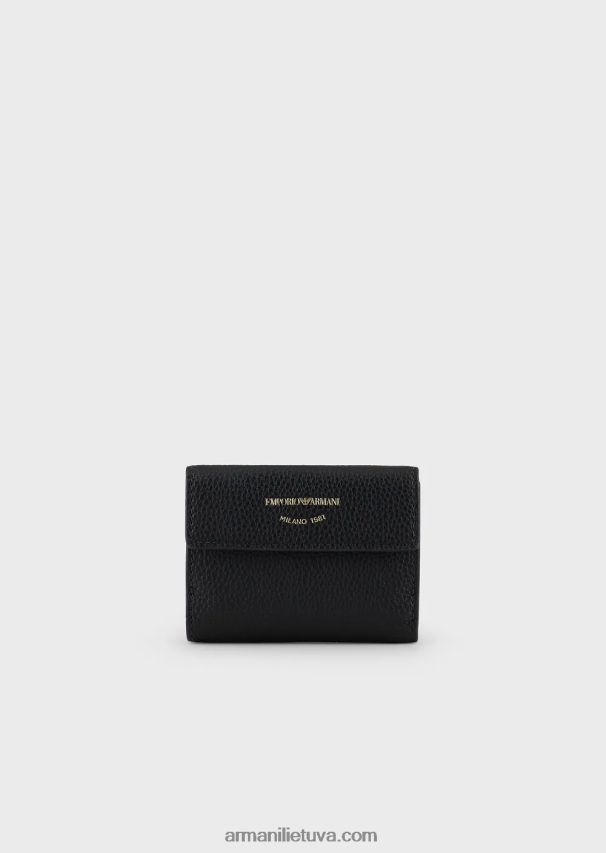 moterys juodas Armani myea trifold piniginė su elnio raštu 02482X907