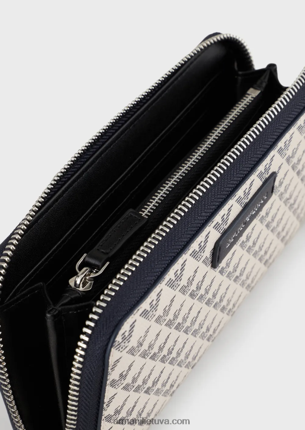 moterys mėlynas logotipas Armani visa erelio piniginė su užtrauktuku 02482X893