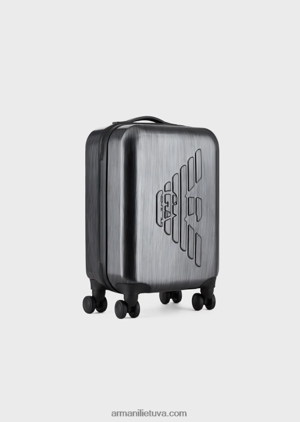 moterys pilka Armani abs rankinio bagažo krepšys su dideliu reljefiniu ereliu 02482X766