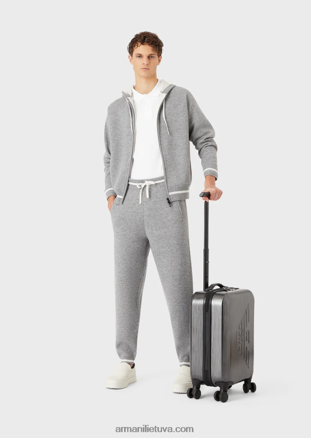 moterys pilka Armani abs rankinio bagažo krepšys su dideliu reljefiniu ereliu 02482X766