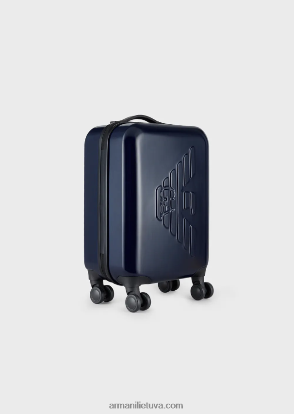 moterys tamsiai mėlyna Armani abs rankinio bagažo krepšys su dideliu reljefiniu ereliu 02482X765