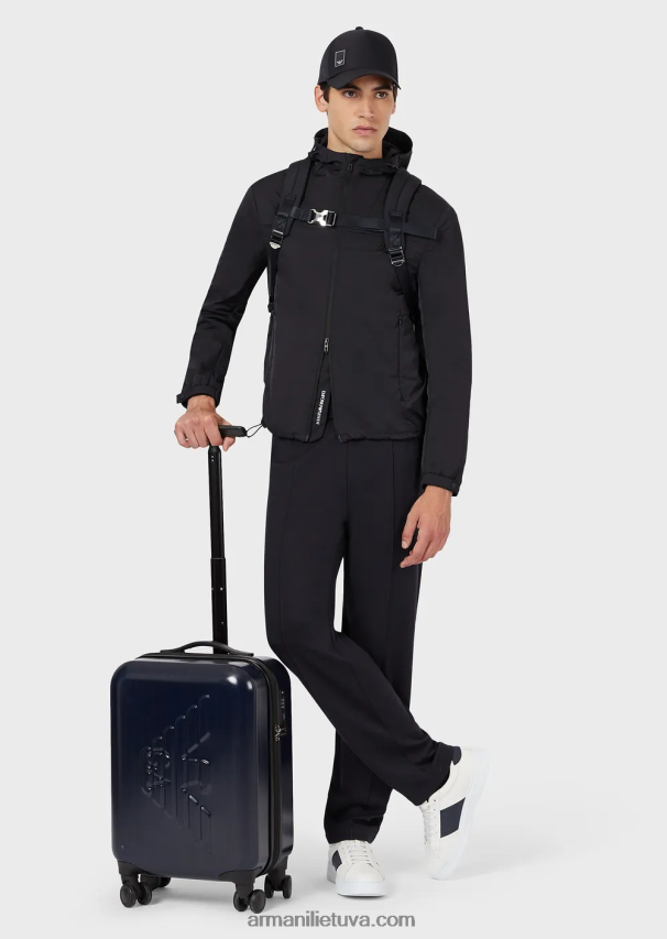 moterys tamsiai mėlyna Armani abs rankinio bagažo krepšys su dideliu reljefiniu ereliu 02482X765