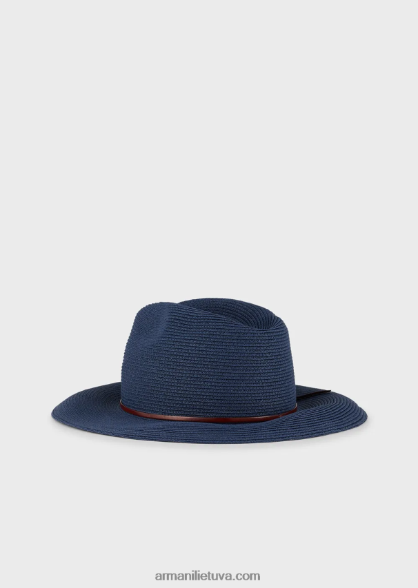 moterysArmani austa popieriaus verpalų kepurė su odiniu dirželiu ir krašteliu 02482X775