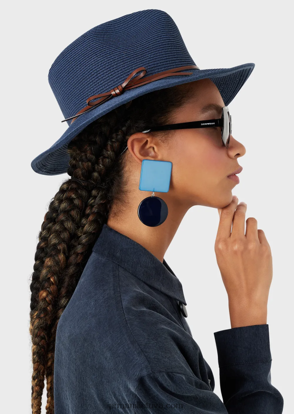 moterysArmani austa popieriaus verpalų kepurė su odiniu dirželiu ir krašteliu 02482X775