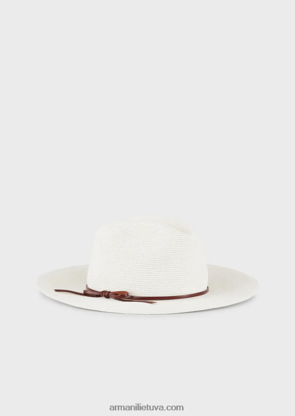 moterysArmani austa popieriaus verpalų kepurė su odiniu dirželiu ir krašteliu 02482X776