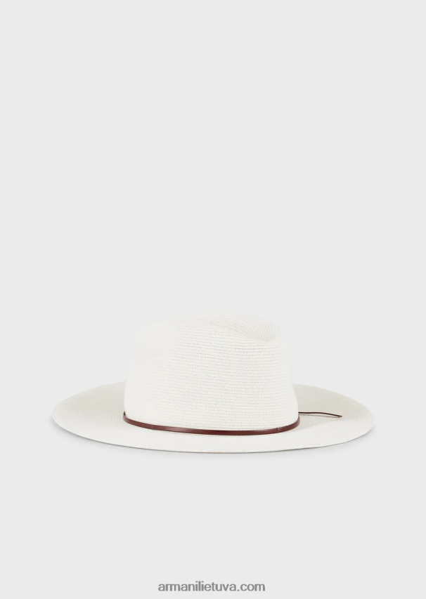 moterysArmani austa popieriaus verpalų kepurė su odiniu dirželiu ir krašteliu 02482X776