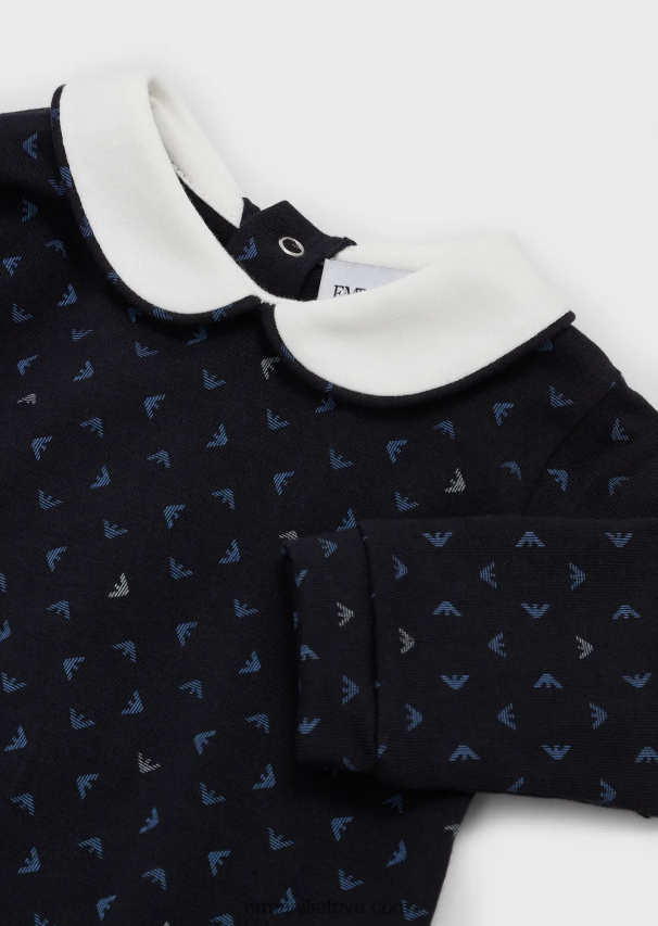 berniukasArmani Onesie su Peter Pan apykakle ir visapusišku op-art ereliu 02482X2715