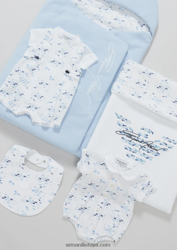 berniukasArmani Pique-jersey miegmaišis su firminio logotipo siuvinėjimu 02482X2695