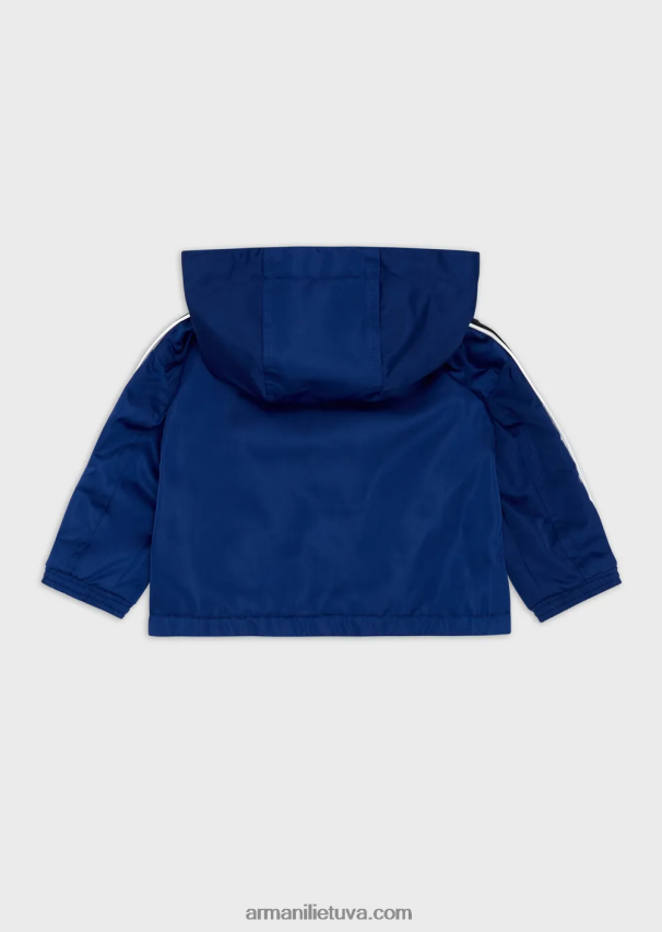 berniukasArmani Vandenį atstumianti perdirbto nailono palaidinė su gobtuvu su logotipo juosta 02482X2728