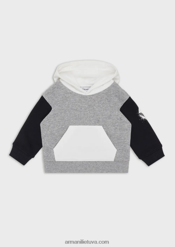 berniukasArmani spalvotas megztinis su gobtuvu su pieštu erelio logotipu 02482X2718