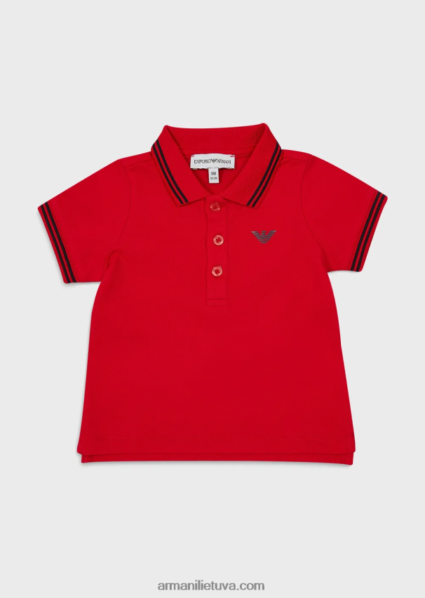 berniukasArmani tamprūs pique polo marškinėliai su dryžuotomis detalėmis 02482X2677