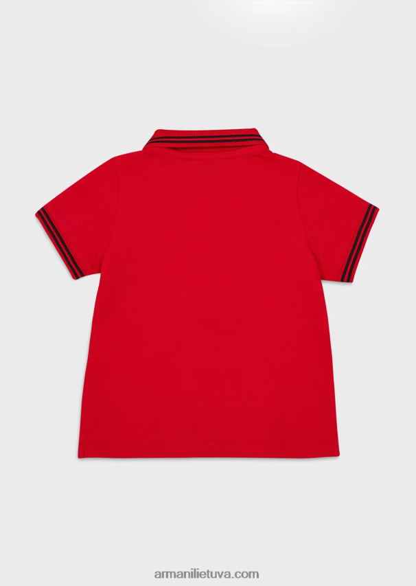 berniukasArmani tamprūs pique polo marškinėliai su dryžuotomis detalėmis 02482X2677